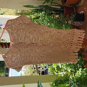 Woman's top, Chico size 0. Brown chrochet.